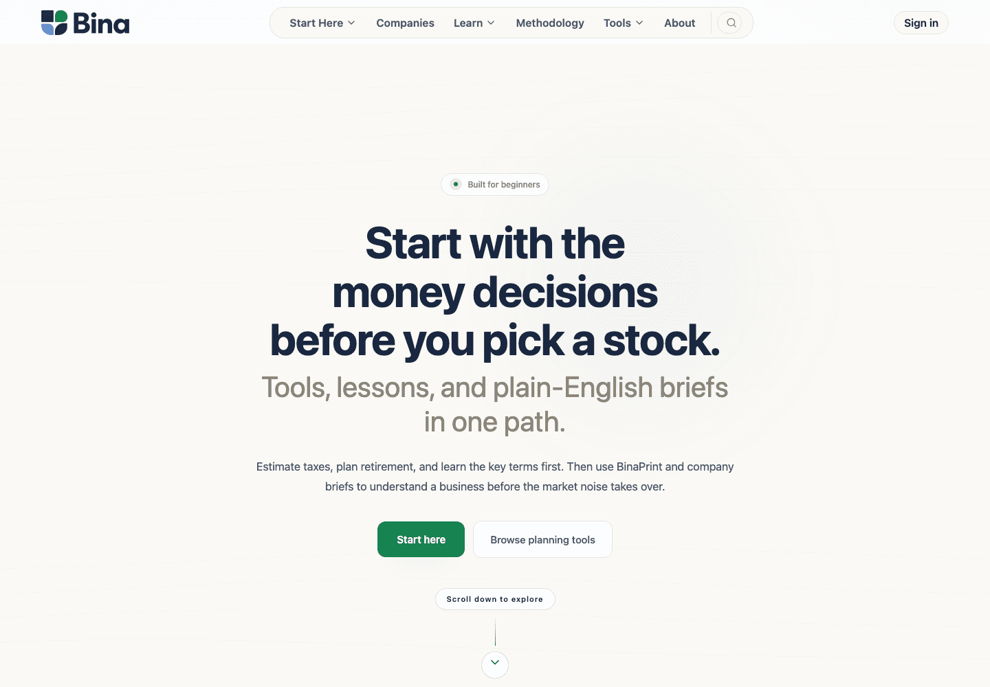 Bina Capital homepage