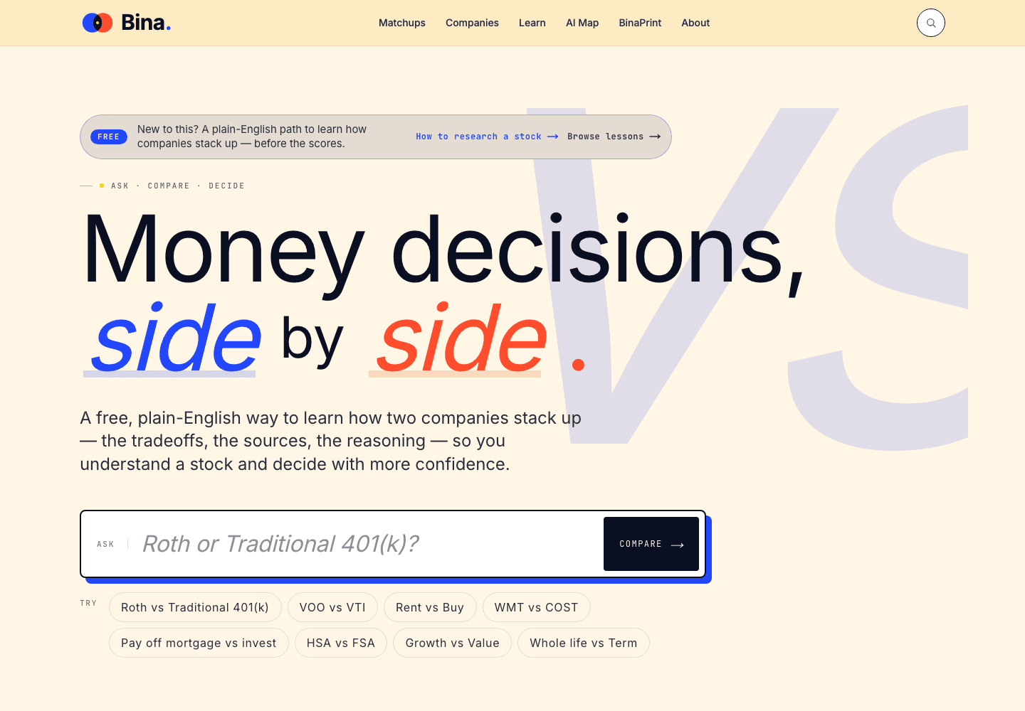 Bina Capital homepage at bina.capital