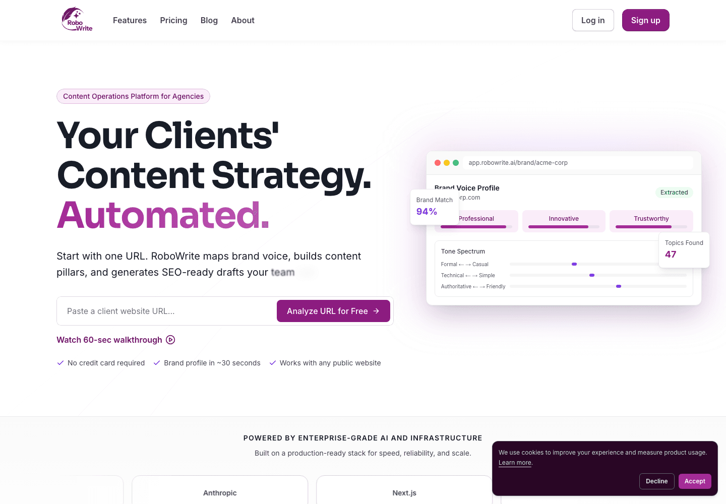 RoboWrite.ai homepage