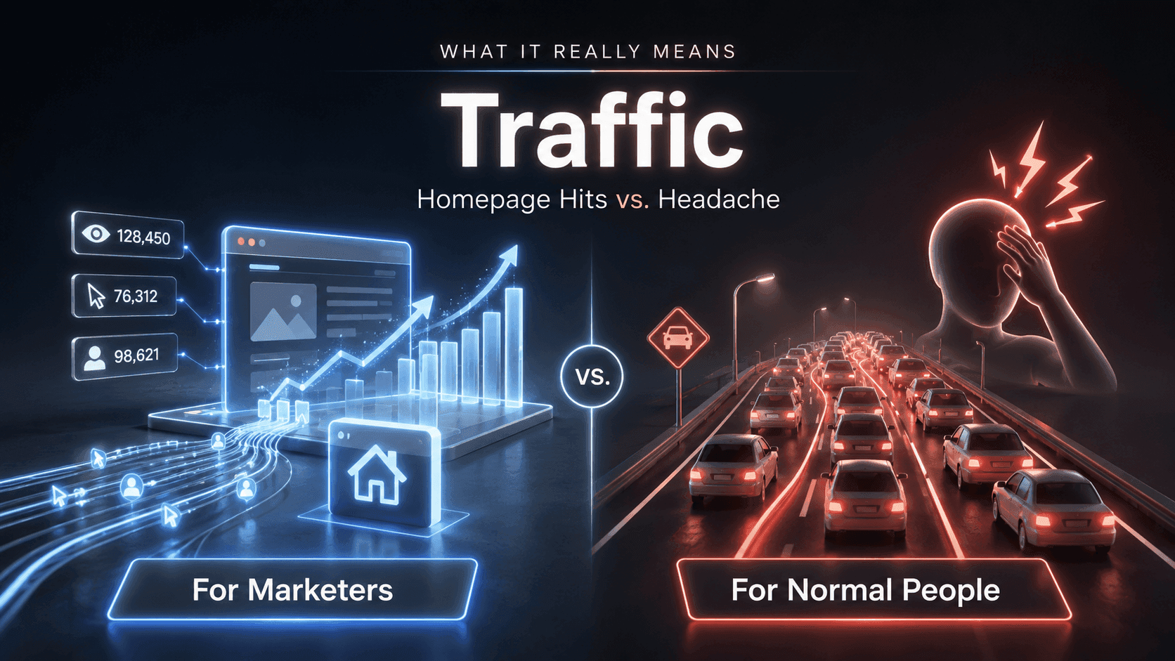 Traffic: Homepage Hits vs.Headache-What It Really Means for Marketers vs. Normal People